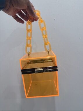 Clear Amber Acrylic Box Bag with Chain Handle